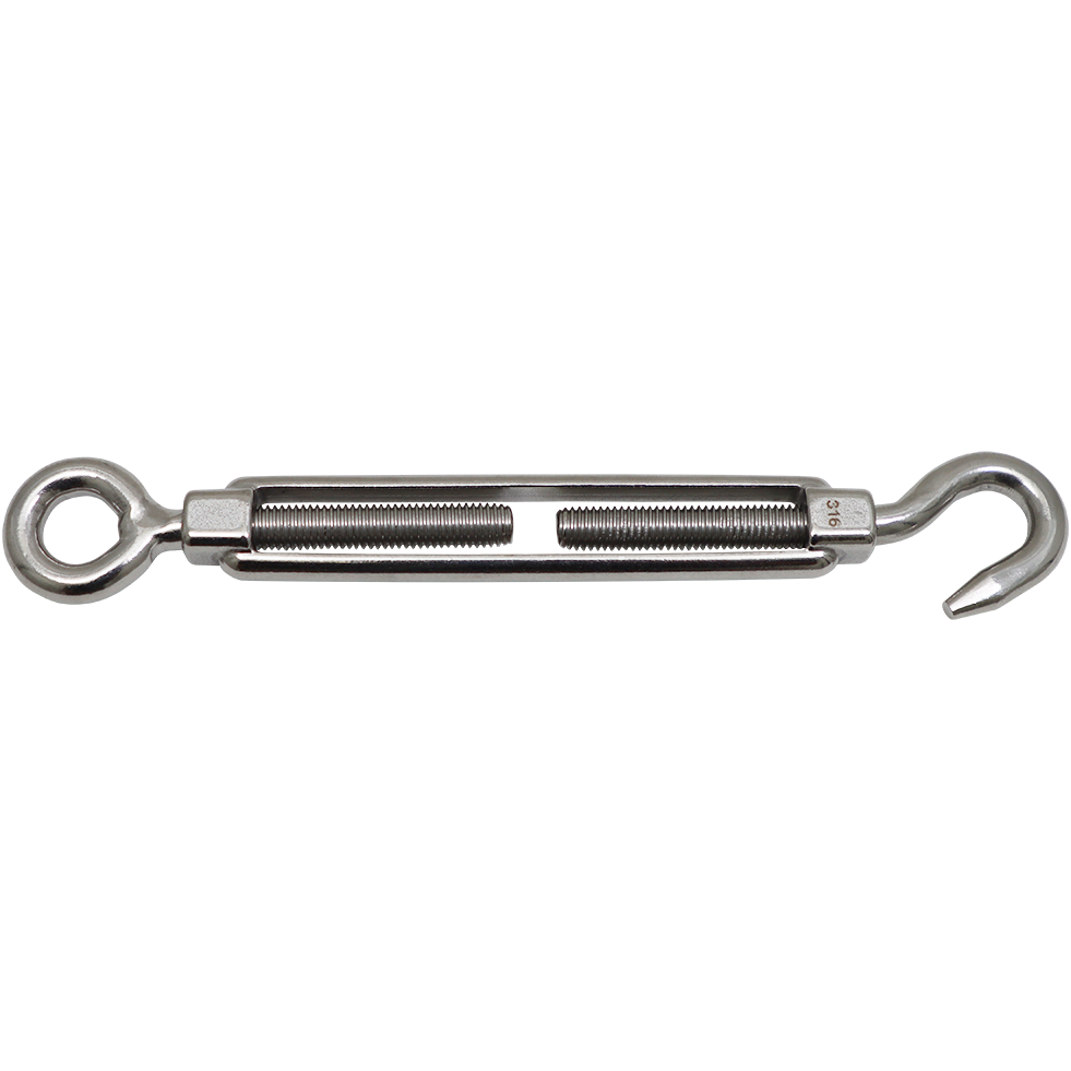 TURN BUCKLE S/S 316 6MM - HOOK AND EYE - STAINLESS STEEL