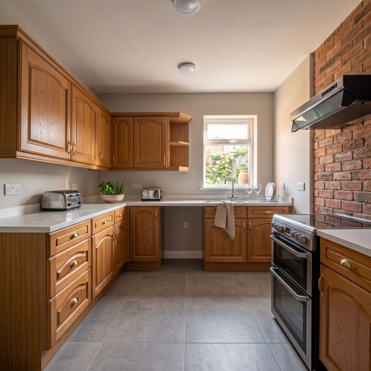 Restored kitchen after fire and smoke damage repair