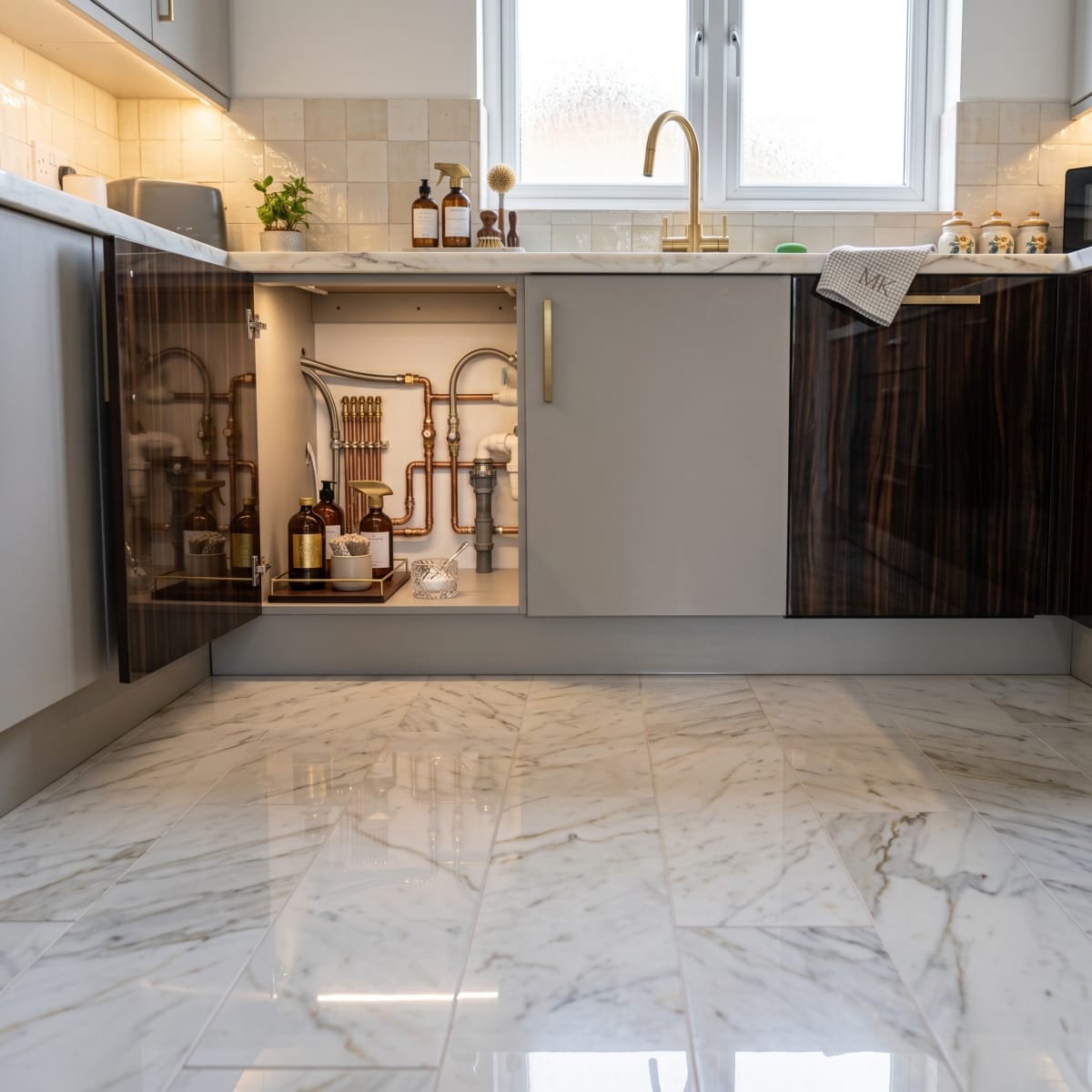 Restored kitchen after water damage repair