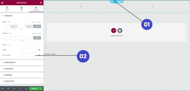 click the section tab to open section settings then head over to advanced tab and add your CSS class