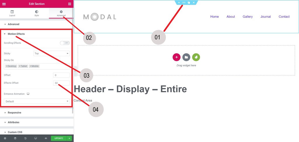 Header settings