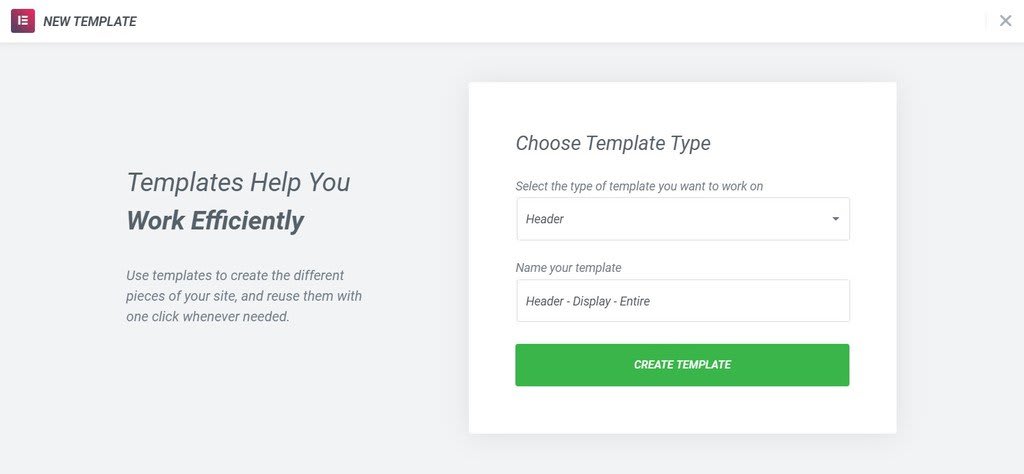Next step is to create header template