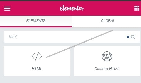 Elementor's HTML widget