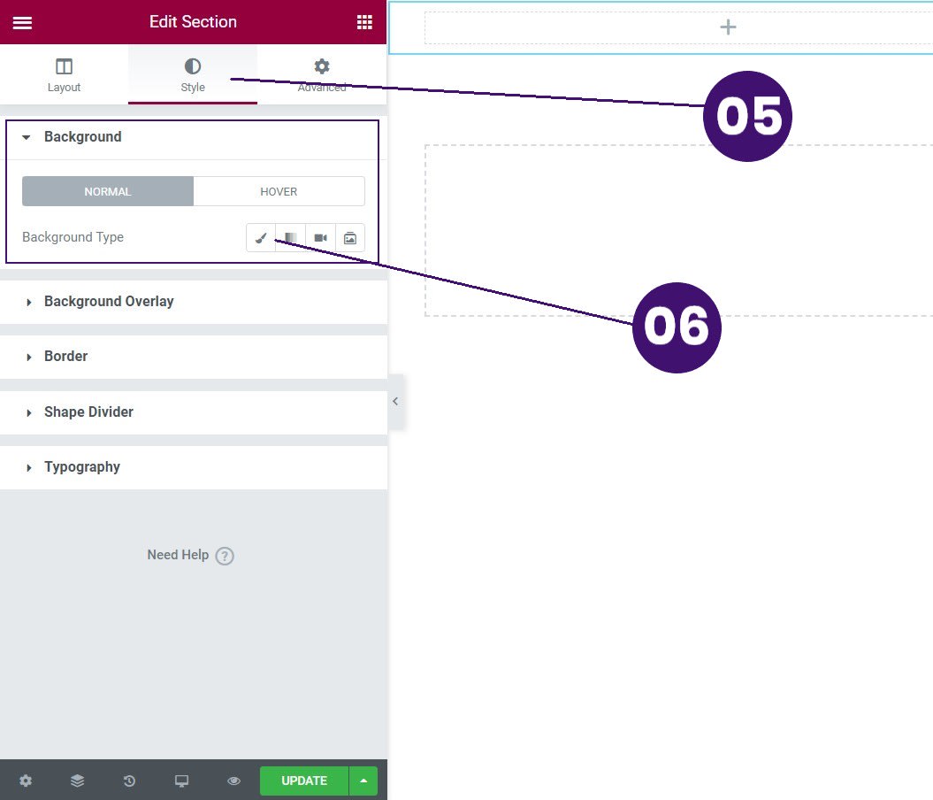 Create two-column layout and set the vertical align to Middle to align the content in middle