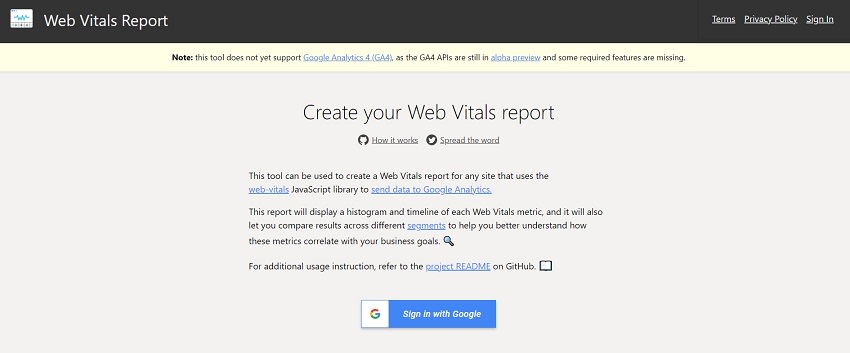 Web Vitals Report