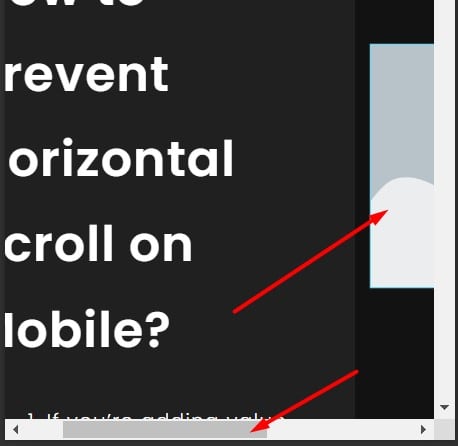 Picture showing there is a side scrolling issue on Mobile
