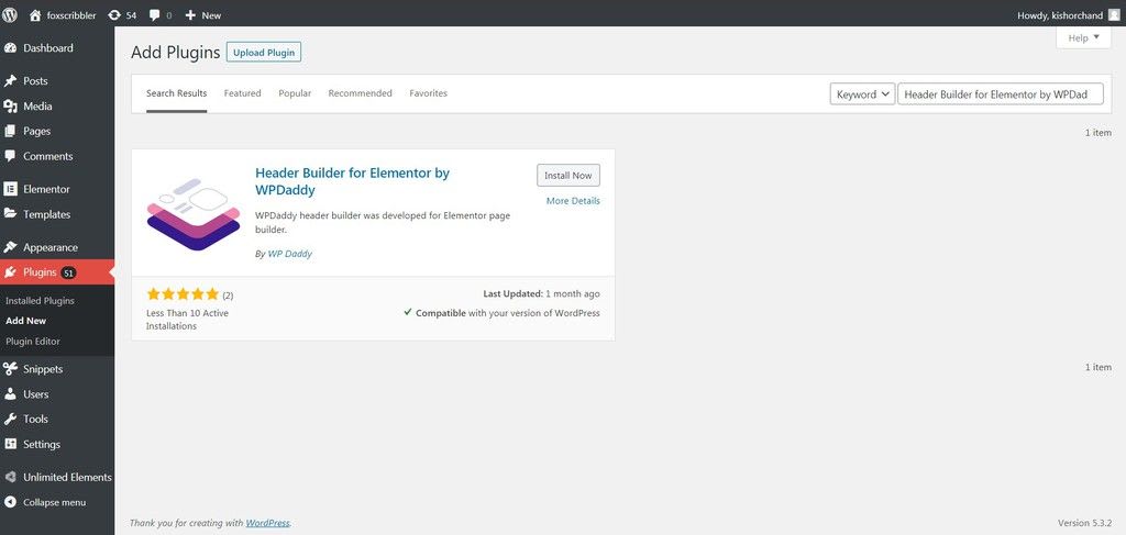 Header Builder For Elementor by WPDaddy