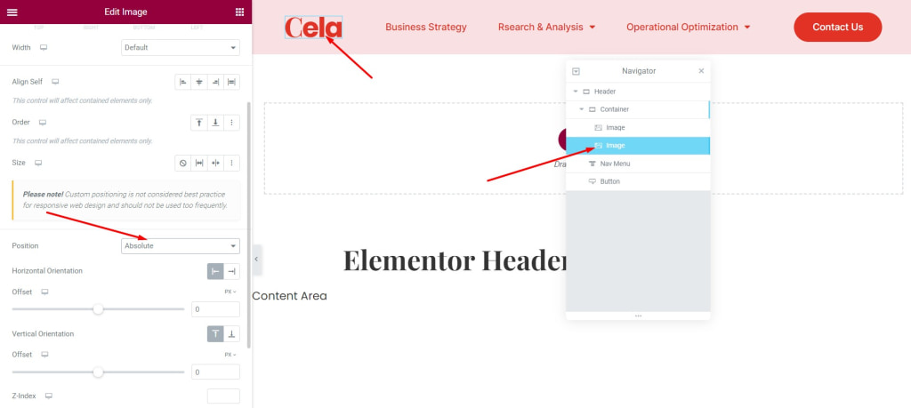 Image remove from flow due to absolute positining