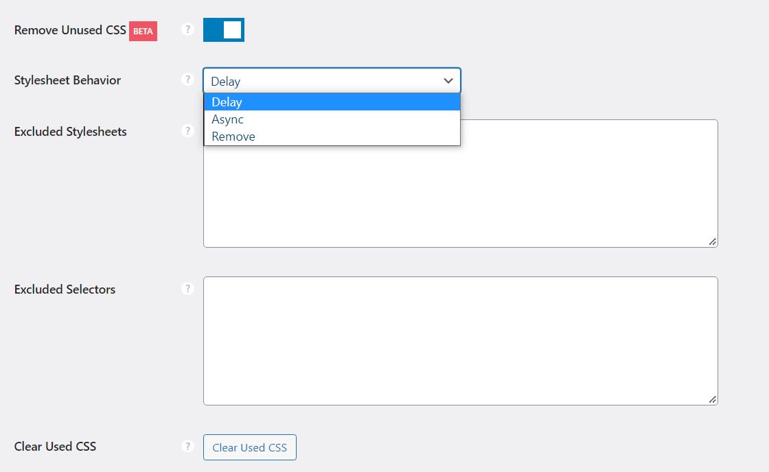 Unused CSS removal by Perfmatters