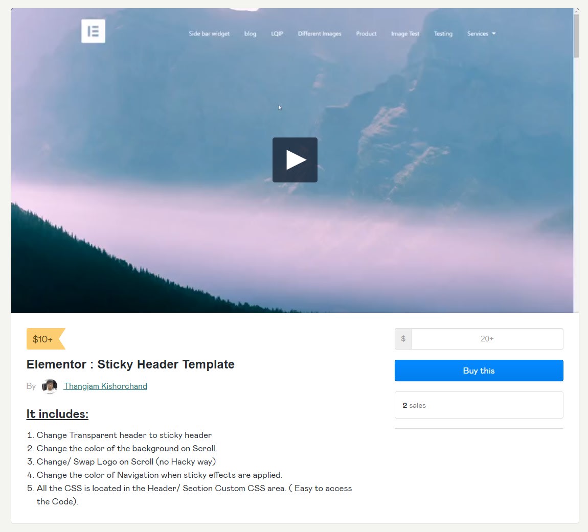 Gumroad: Sticky header template