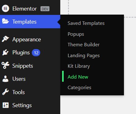 Add New Template type in Elementor