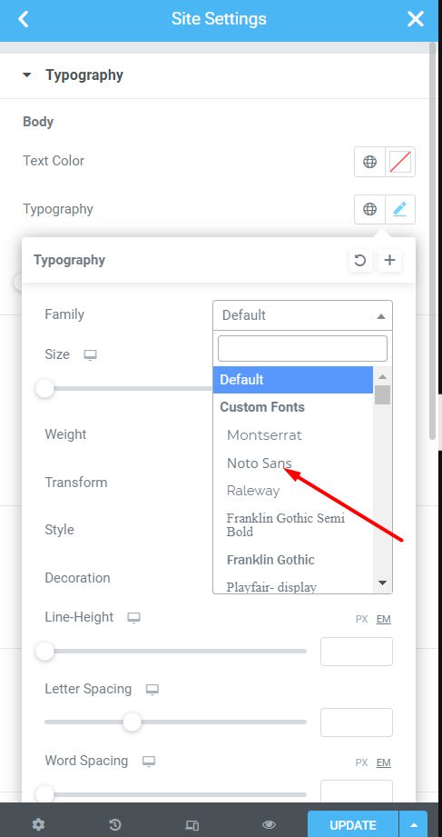 Global Typography for Body and heading tag