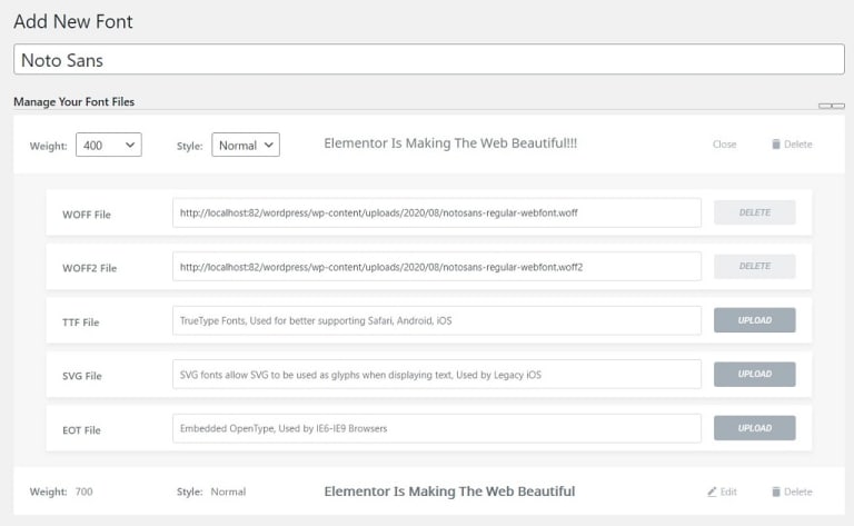 Upload custom fonts with different font weight