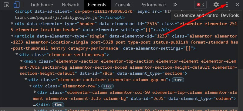 Click the 3 dots (Customize and Control settings) to open its settings