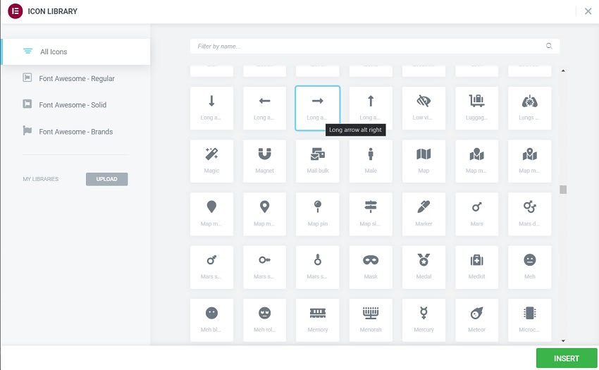 Choose Icons from Font-awesome Libraries