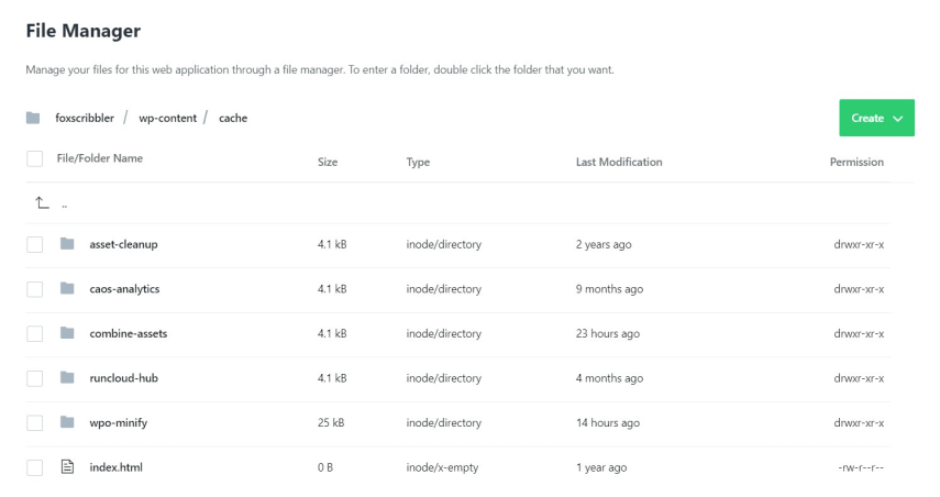 Inside the Cache folder, there are many existing folders and we have to create another folder of our own.
