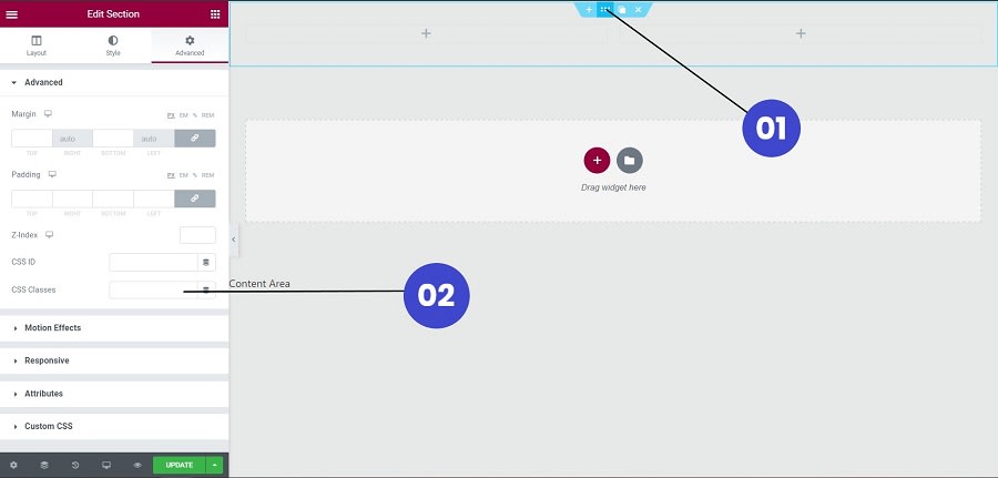 click the section tab to open section settings then head over to advanced tab and add your CSS class