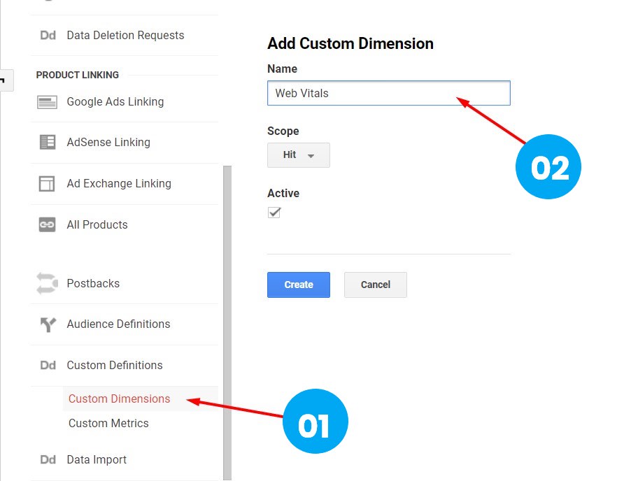 picture showing how to create custom dimensions in Universal Analytics