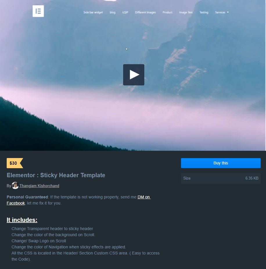 Sticky header with elementor with pro version