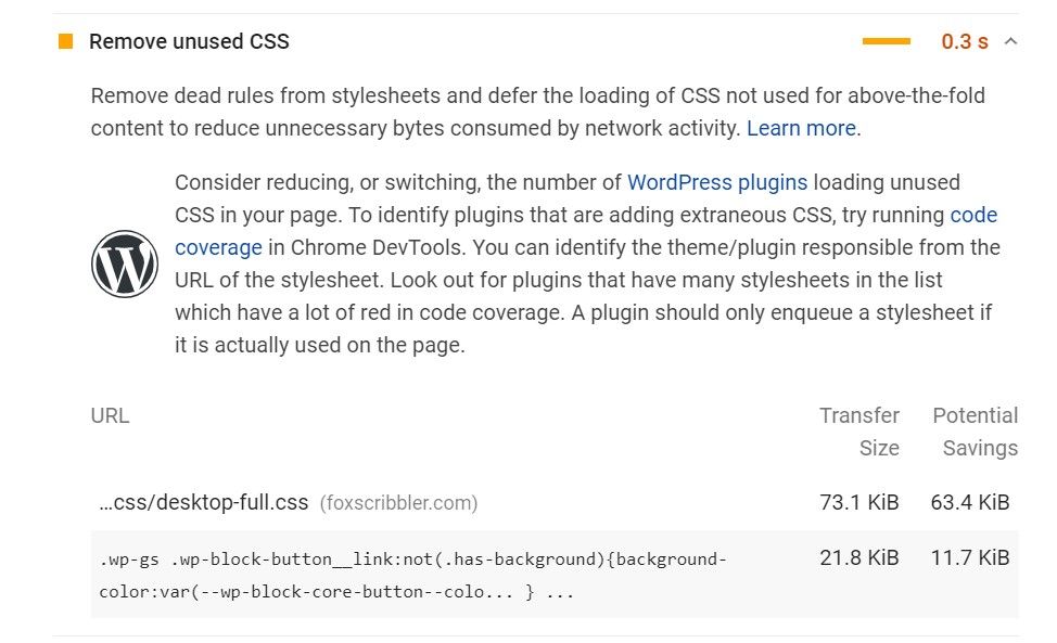Remove unused CSS from Elementor website manually 18 Before removing unused CSS with Asset clean up