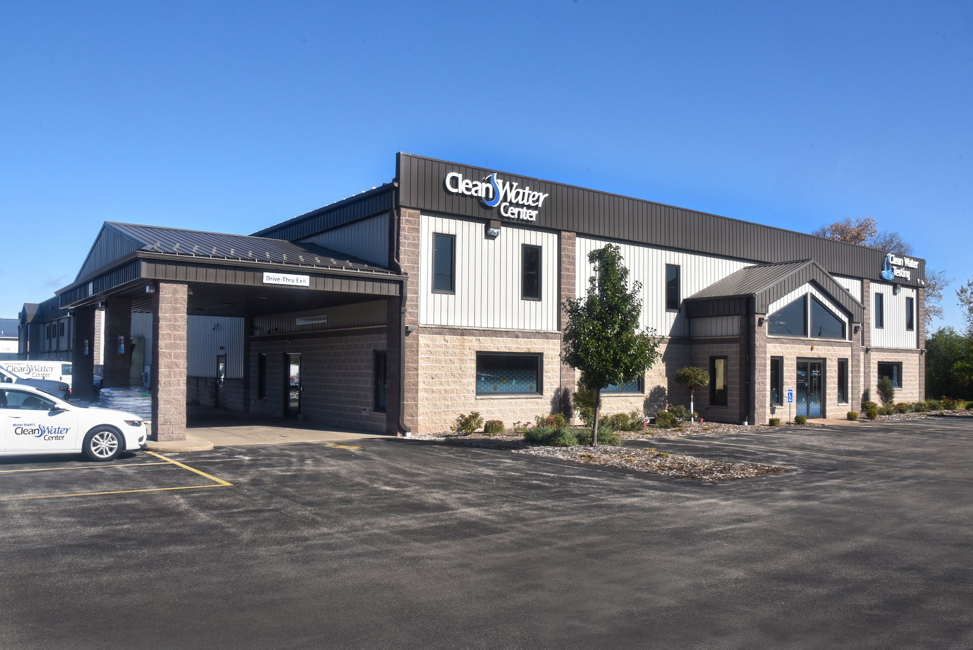 Exterior view of Water Right's Clean Water Center from their parking lot