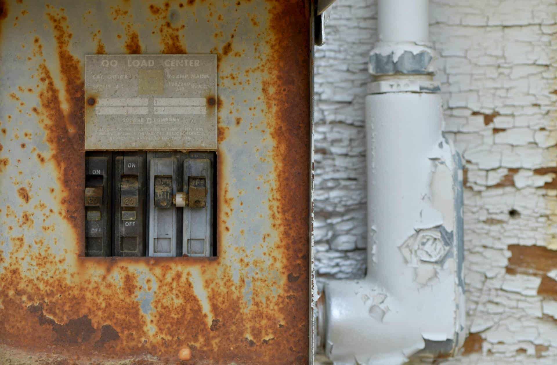 weathered and rusty electrical box