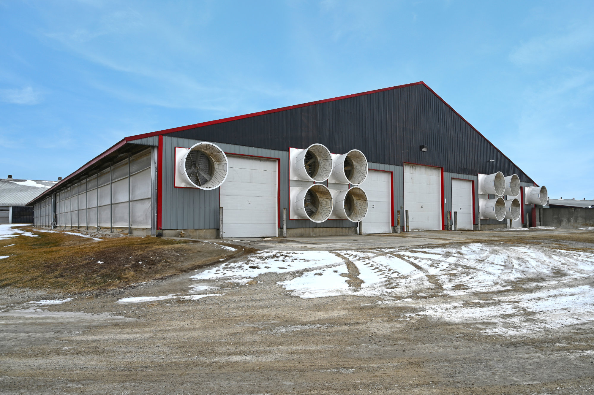 Exterior of ventilation system for Plum Creek Dairy in Fox Lake, Wisconsin