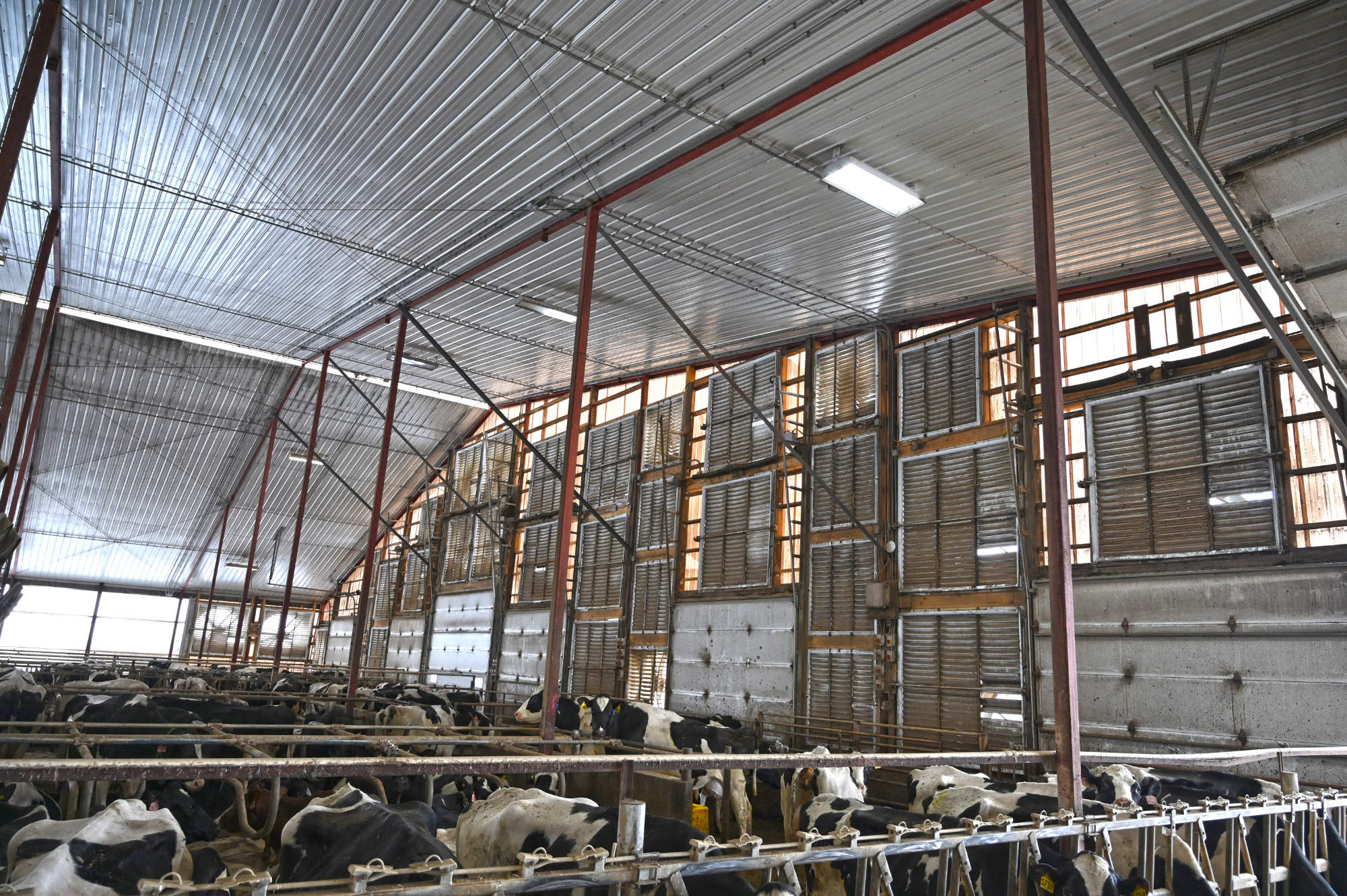 Interior of tunnel ventilation system for Plum Creek Dairy in Fox Lake, Wisconsin