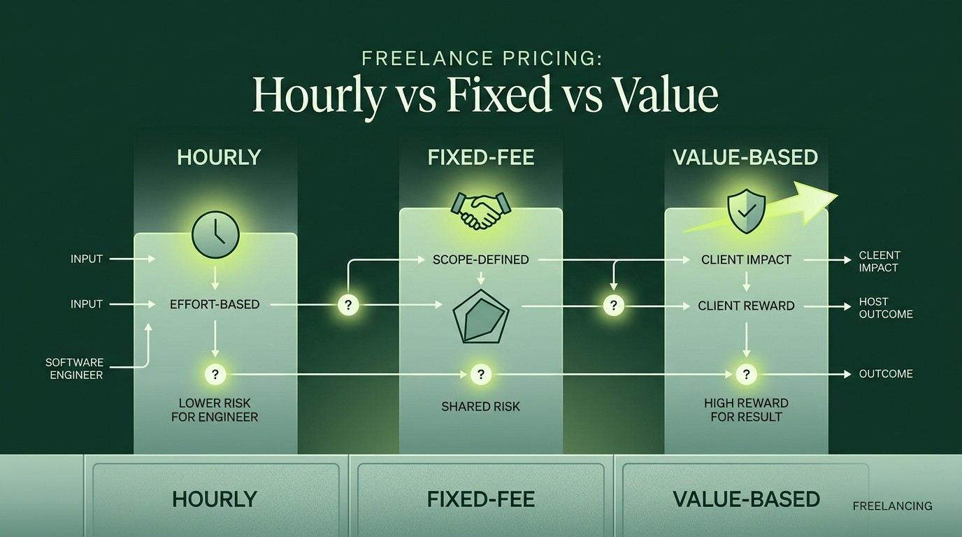 Cover image for Freelance Pricing: Hourly vs Fixed vs Value - A Decision Table for Engineers