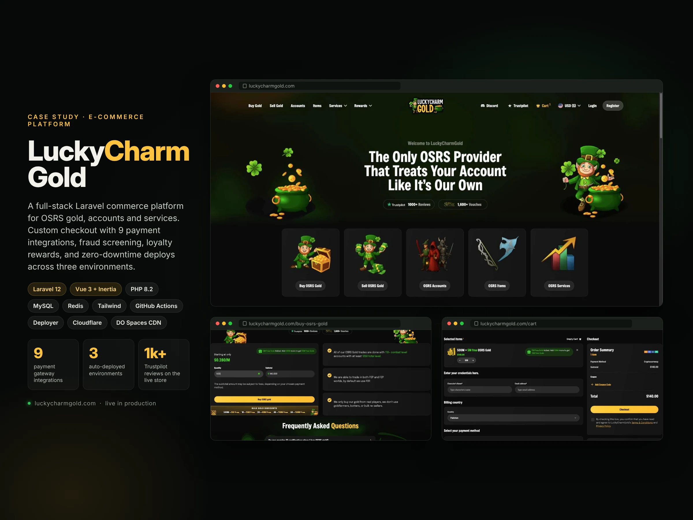 LuckyCharmGold - Laravel E-commerce Platform for OSRS