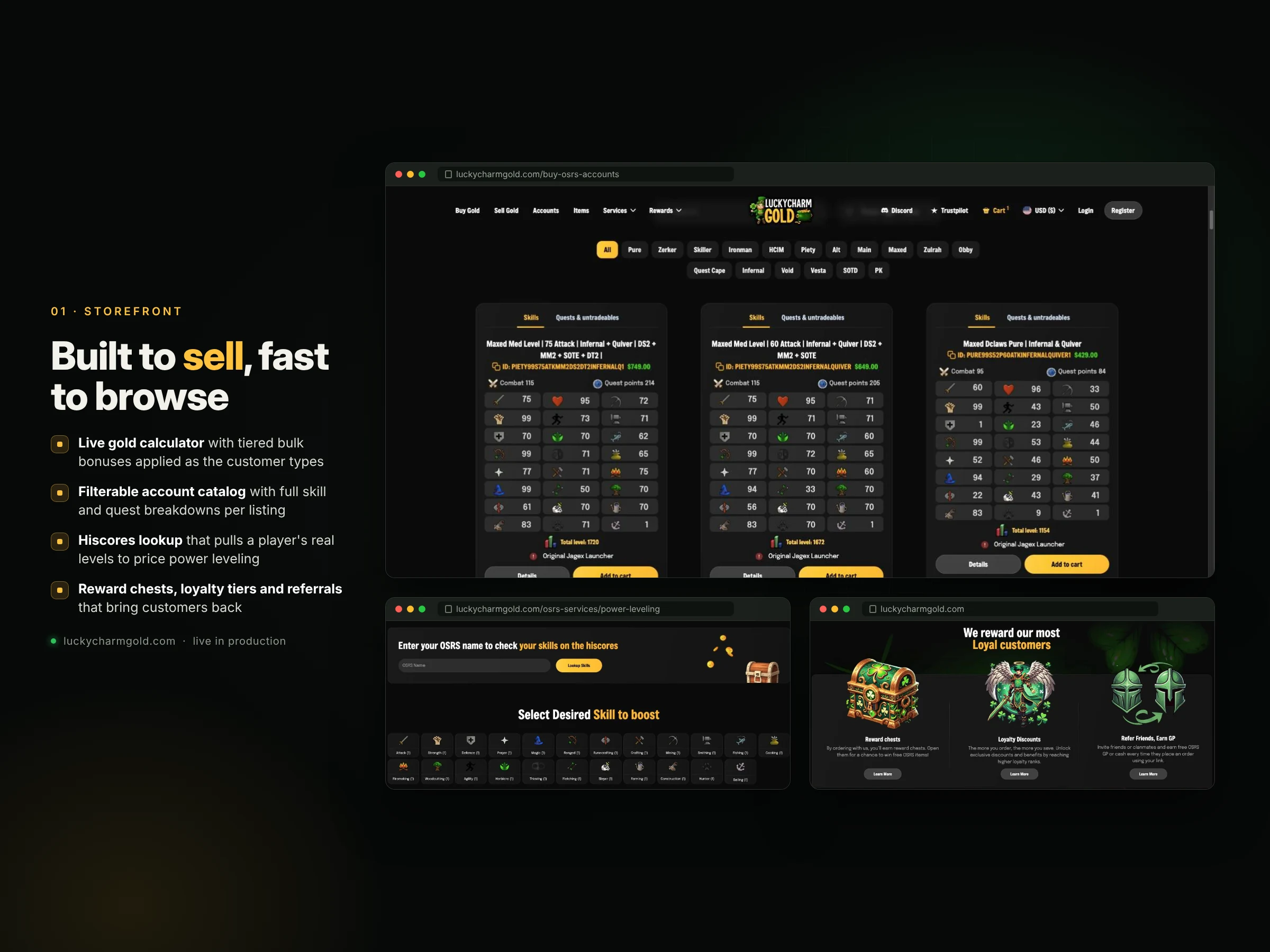 LuckyCharmGold - Laravel E-commerce Platform for OSRS screenshot 1