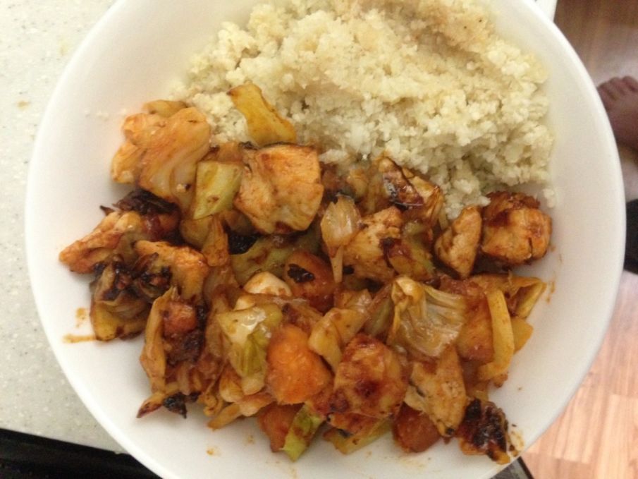 dalkgalbi with cauliflour rice