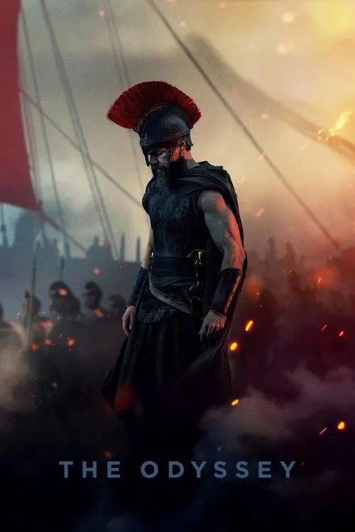 The Odyssey (2026) movie poster, featuring Matt Damon as Odysseus