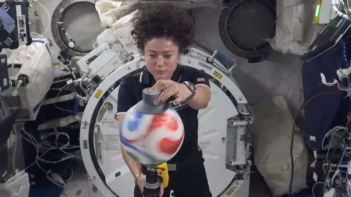 Soccer ball on the International Space Station