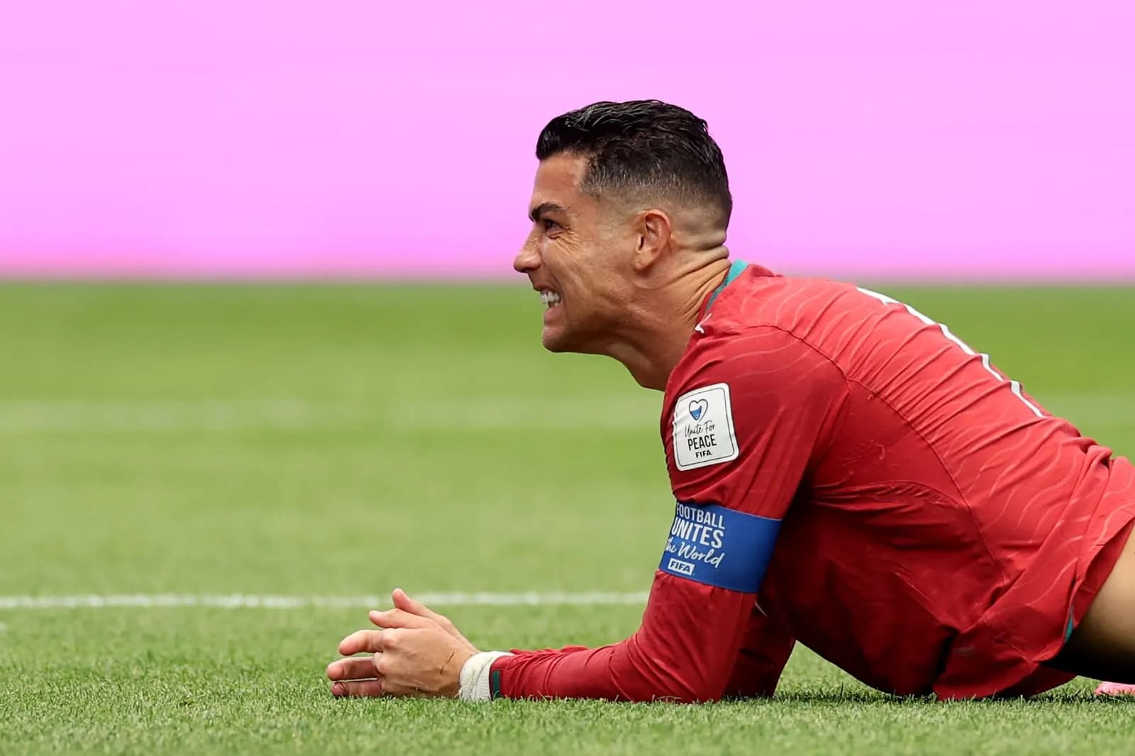 Cristiano Ronaldo looks dejected and disappointed after Portugal's loss to Spain in the World Cup