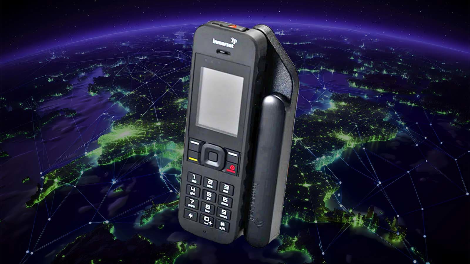 BSNL satellite phone with Inmarsat connectivity on a mountain rock in remote terrain