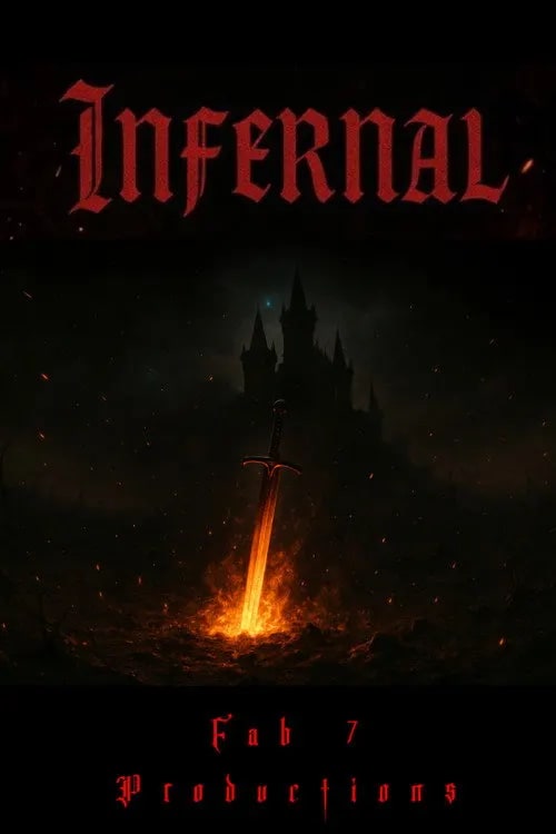 Infernal (2026) movie poster featuring the title and key cast members in a dark fantasy setting.