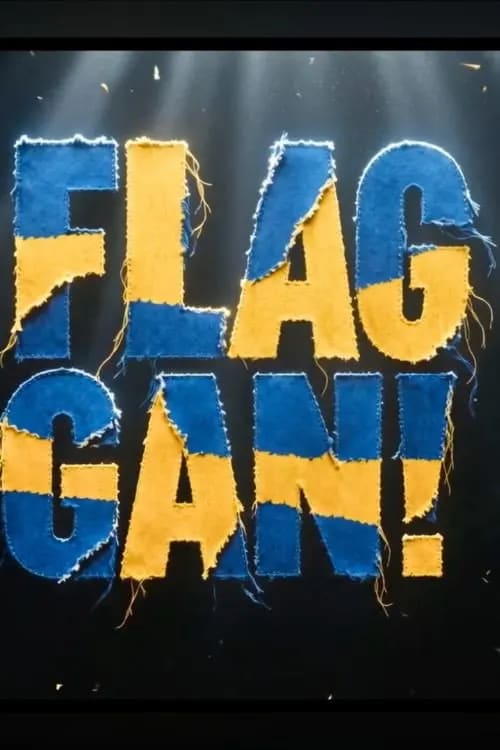 Flaggan (2026) movie poster featuring two young men in a chaotic urban setting with a large Swedish flag.