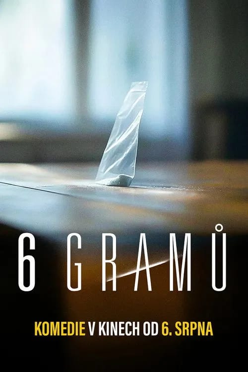 Official movie poster for the 2026 Czech comedy film 6 gramů featuring the main cast.