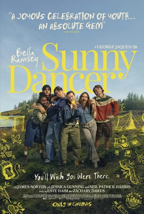 Sunny Dancer (2026) movie poster featuring Bella Ramsey in a sunlit outdoor setting