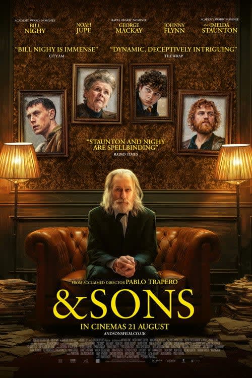 Movie poster for & Sons (2026) featuring the main cast led by Bill Nighy