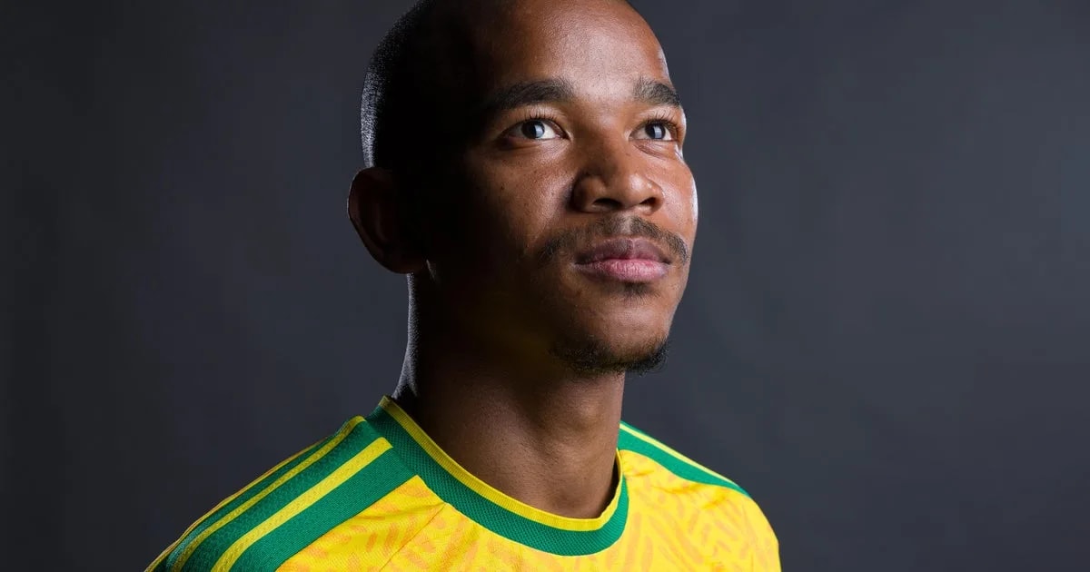 Jayden Adams in Bafana Bafana jersey during World Cup 2026