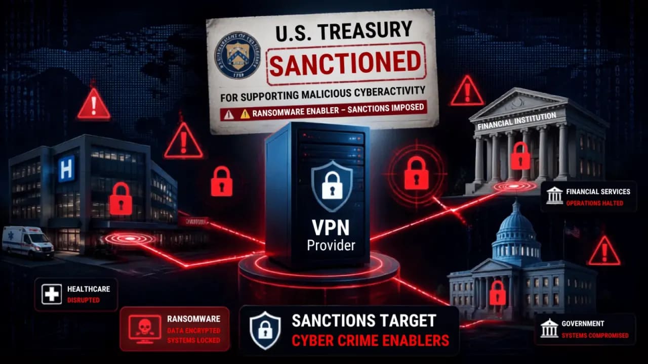 U.S. Treasury OFAC sanctions warning on computer screen regarding ransomware actors