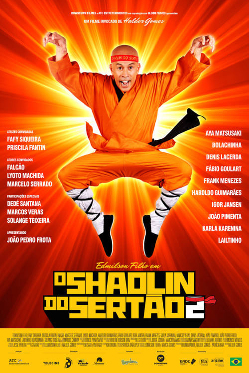 Movie poster for O Shaolin do Sertão 2 (2026) featuring the main cast in a comedic martial arts pose against a desert backdrop