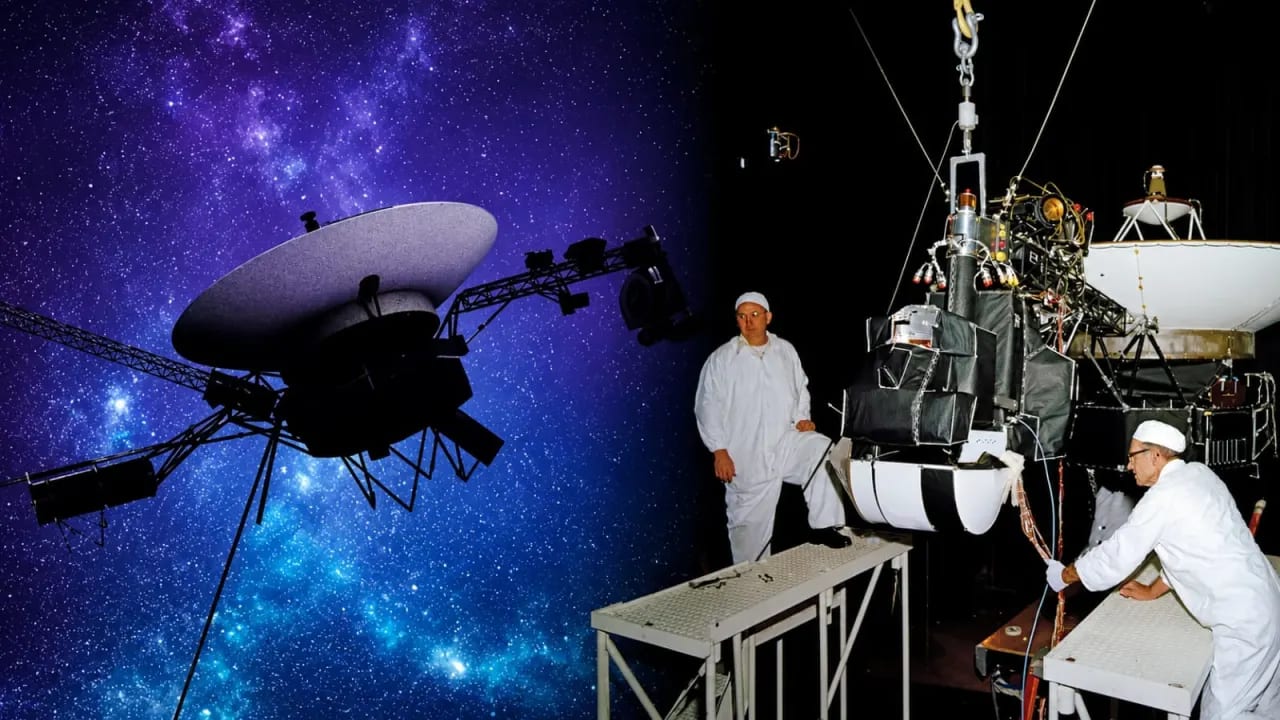 Illustration of Voyager 1 reaching one light-day distance from Earth showing the 24-hour signal delay