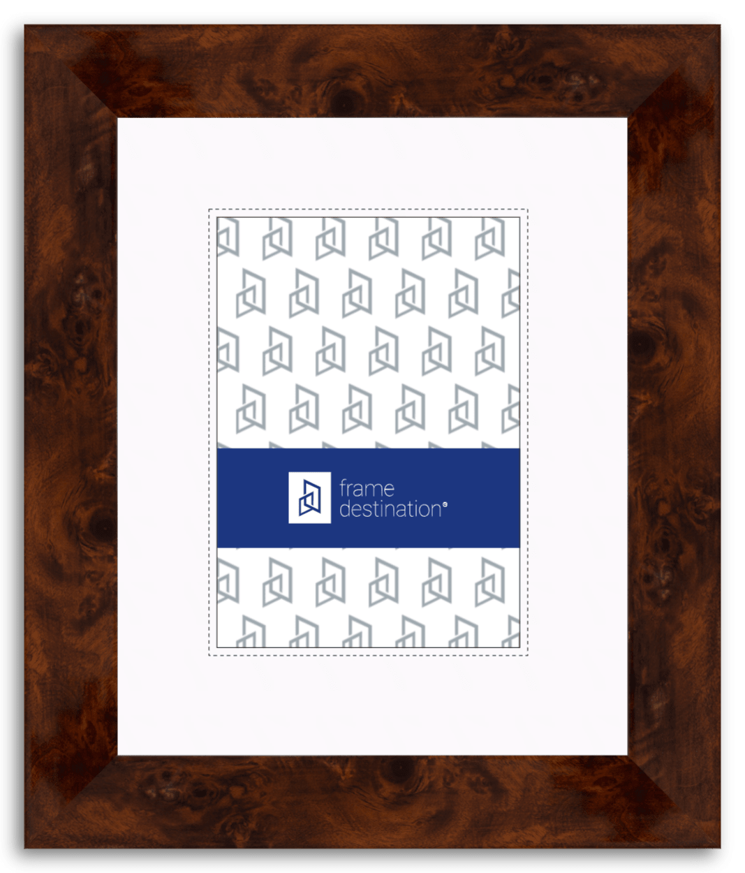 Hi-Gloss Walnut Burled Wood Frame With Mat P311 | Frame Destination