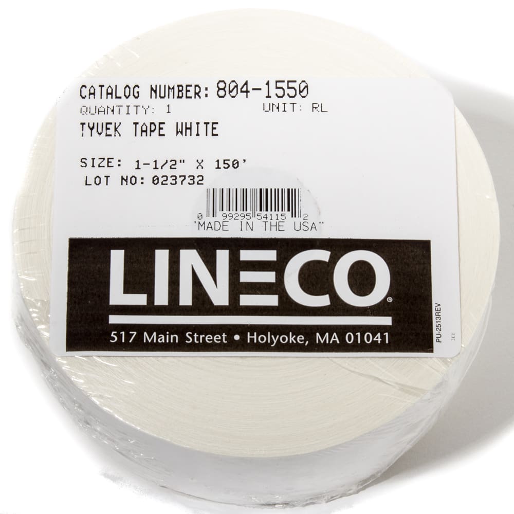 Lineco Pressure Sensitive Polyethylene Tyvek Tape, 1.5 x 150 ft, White, 1  Roll 