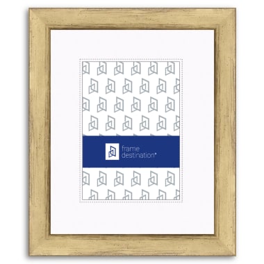 Gold Picture Frame Real Wood with Metallic Antique Finish and Mat P713