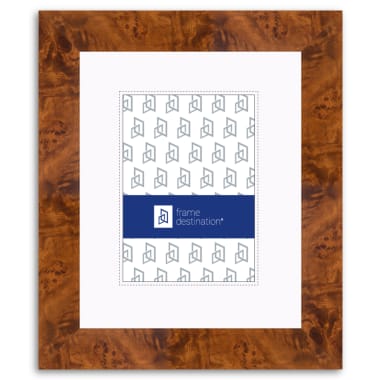 Brown Picture Frame with Burled Wood Finish and Mat P311