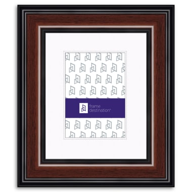 Walnut and Black Two-Tone Picture Frame Real Wood with Mat P210